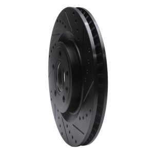 Ford Mustang Brake Rotor (1) - Front Right - R1 Concepts - Drilled & Slotted - Black - `11-`14